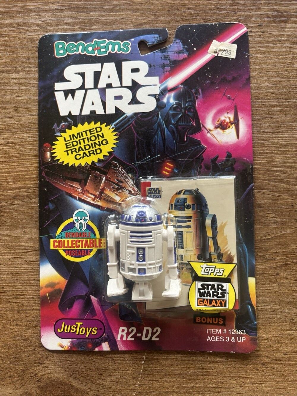 1993 Just Toys Bend-Ems Star Wars R2-D2 w/ Topps Galaxy Card Sealed